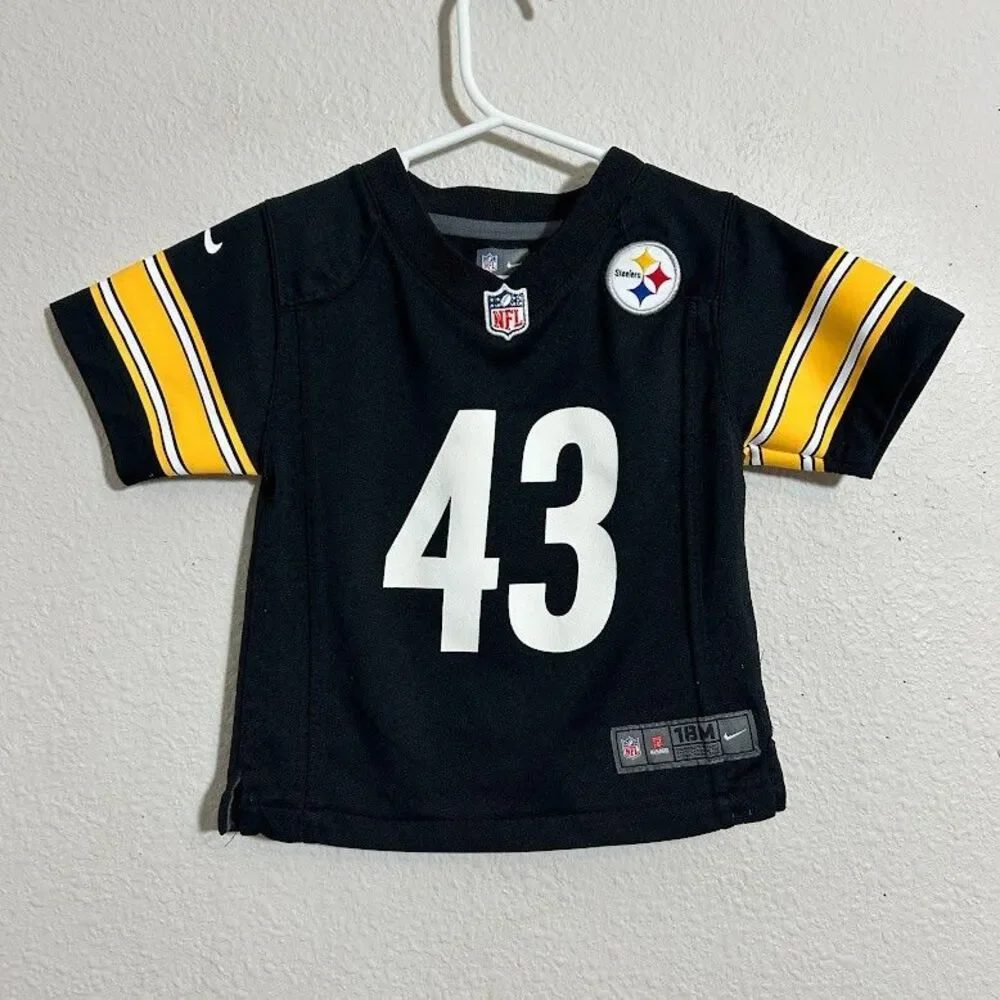 Nike Pittsburgh Steelers Troy Polamalu 43 Jersey Toddler 18M Black NFL On Field